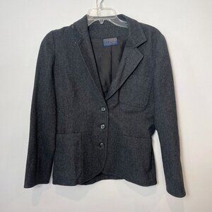 Pendleton Womens Wool Single Breasted Coat Dark Gray S Lined 3 Buttons Formal